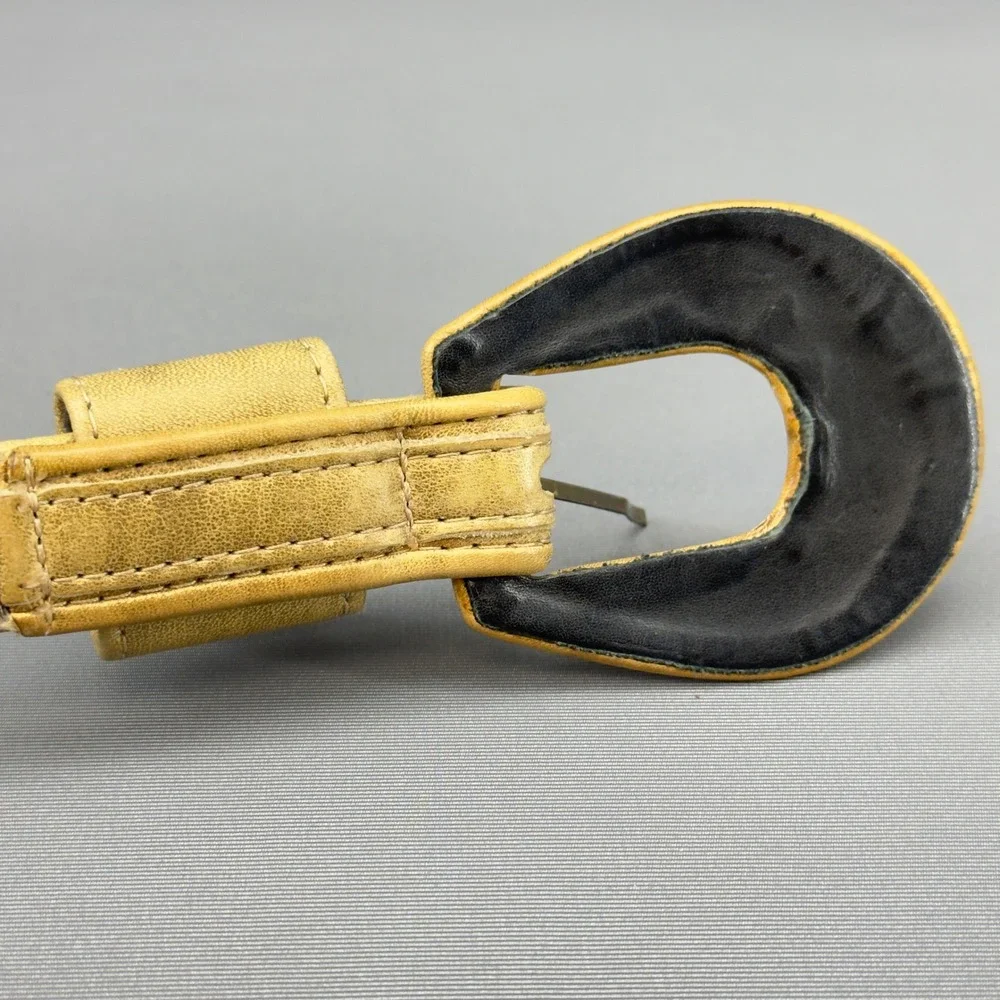Vintage Alden Howard Tan Leather Woven Flower Buckle Belt‎ Made USA Size L